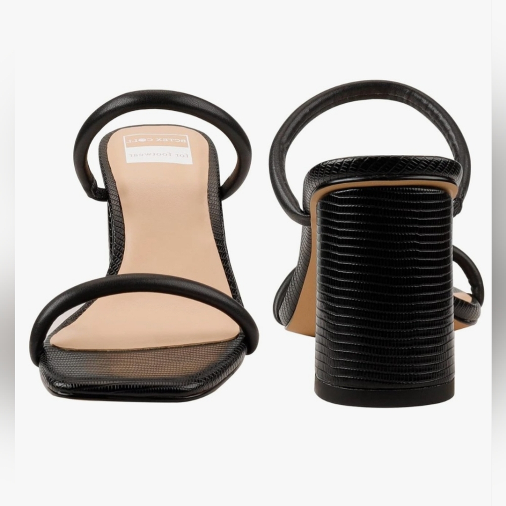 BCTEX COLL High heeled sandals for women, with two straps and square toe.